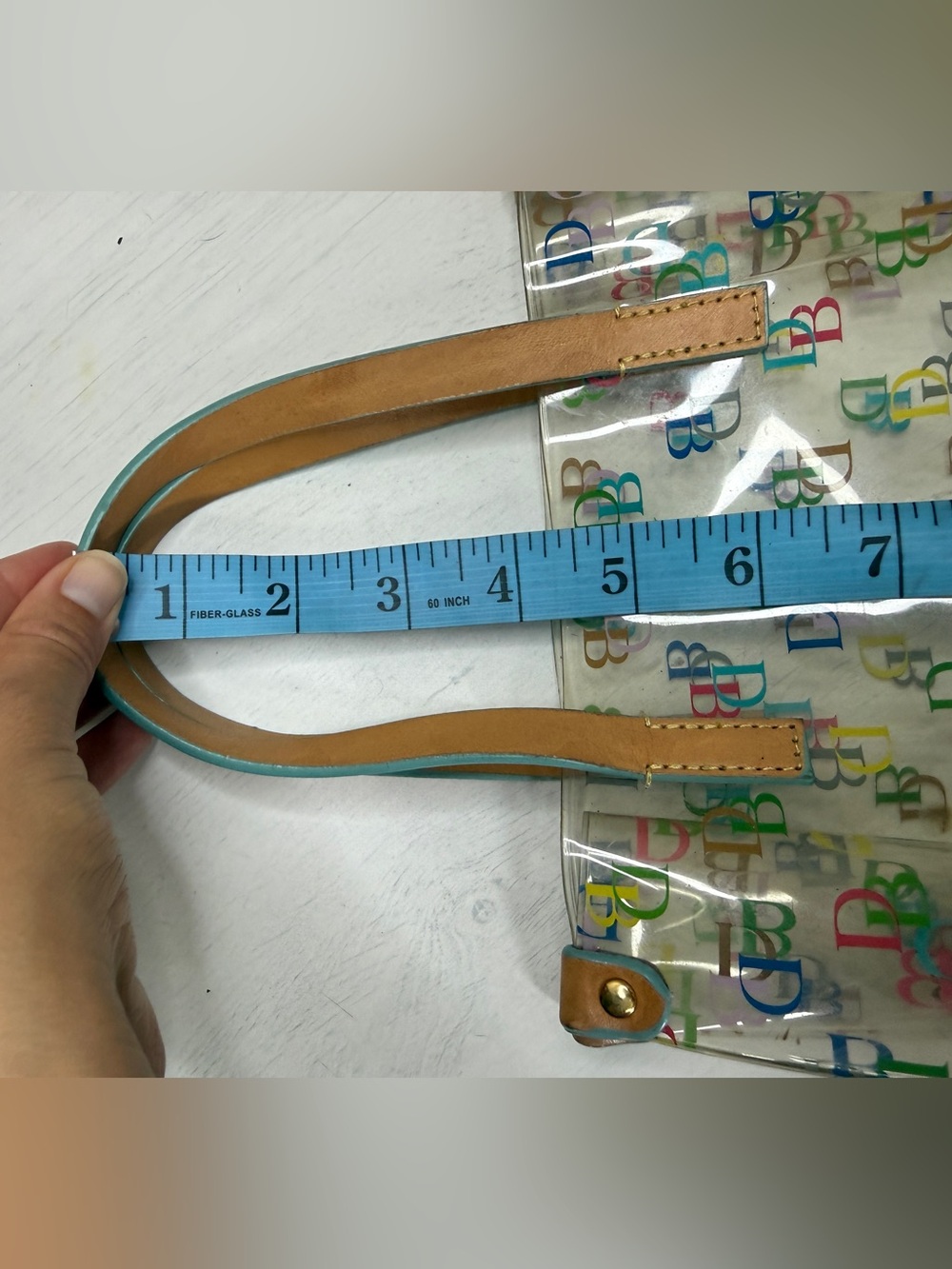 DOONEY & BOURKE Y2K VINTAGE DESIGNER COLORFUL LOGO CLEAR TOTE SUMMER BAG - Picture 10 of 11